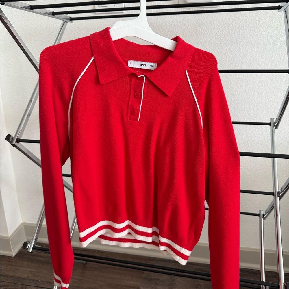 Mango Red Button Down Women's Shirt